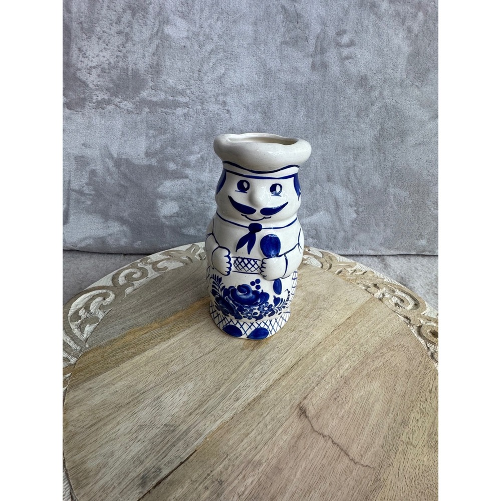 Vintage‎ Katana Japan Ceramic Chef Utensil Holder Blue White Hand Painted 7 inch